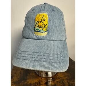 LA CROIX Sparkling Water Denim Cap Hat Blue Adjustable Used Vintage Style